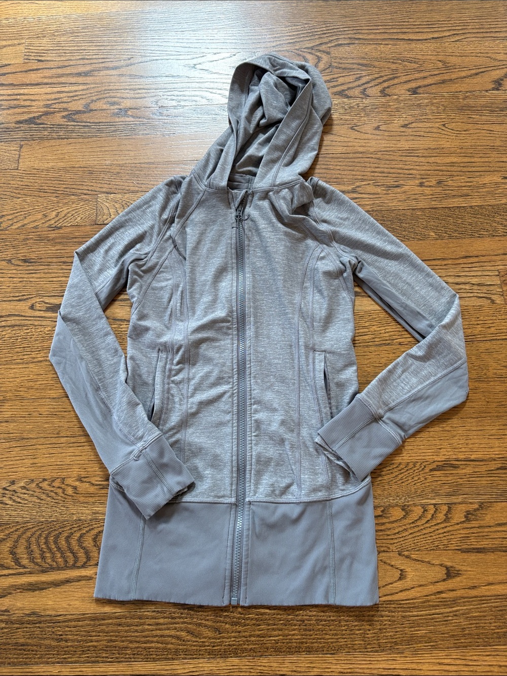 Lululemon long line Light Gray Hooded Zip Jacket, 6